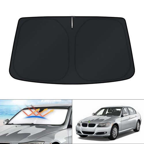 KUST Windshield Sun Shade for 2006-2009 2010 2011 BMW 3 Series Sedan Accessories Sunshade Window Sun Visor Protector Foldable Block UV Rays