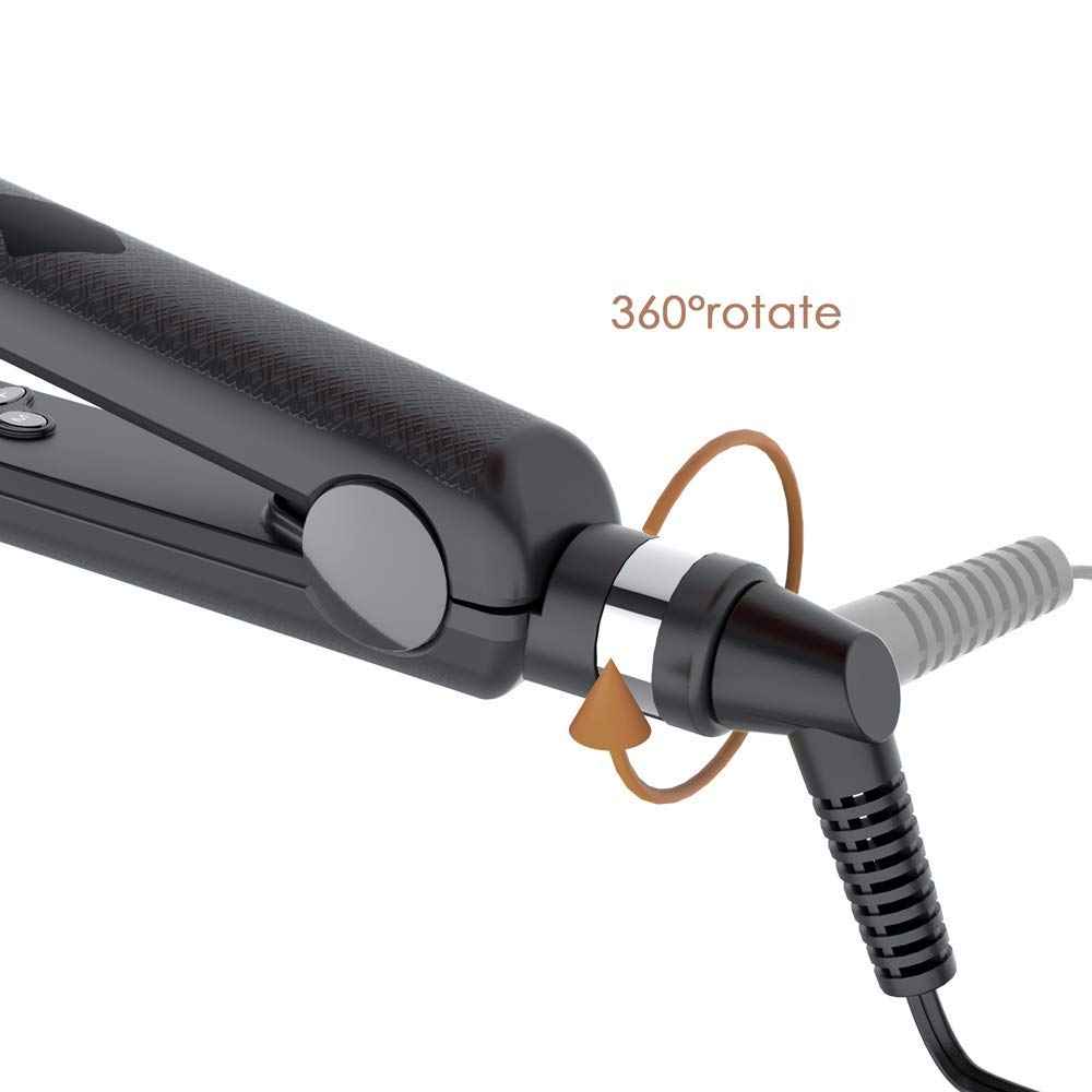 Professional Dual Voltage Hair Straightener 1.25" Keratin Ceramic Flat Iron Fast Heat Up for Home Use Iron Wide Plate Adjust Temperatures Auto Shut Off, Black