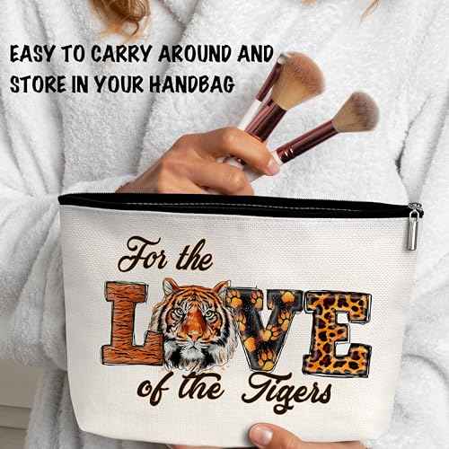 ONDTOM Tiger Print Makeup Bag, Animal Lover Gifts for Kids Women Friends, Peace Love Tigers Cosmetic Pouch, Tiger Gifts -B08