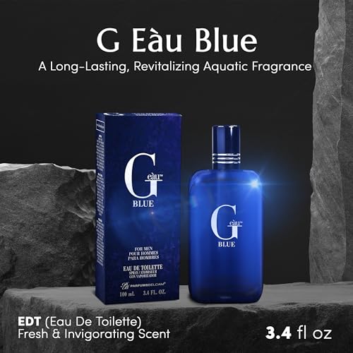 PB ParfumsBelcam G Eau Blue Eau de Toilette Spray ? Men¡¯s Cologne, Long-Lasting Summer Fragrance for Men and Teen Boys, Perfume para Hombre ? 3.4 Fl Oz ? Fresh Blue Scent