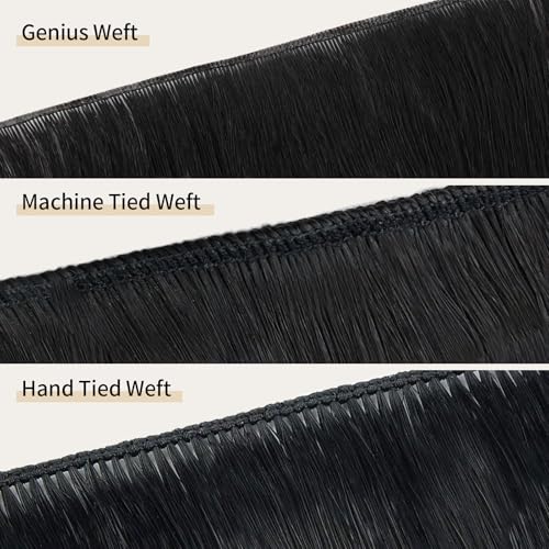 ABH AMAZINGBEAUTY HAIR Genius Weft Hair Extensions Human Hair Sew in Hair Extensions Real Human Hair Weft Extensions Hand Tied Virgin Hair 50G, #P8/60 Ash Brown Highlighted Platinum Blonde 20 Inch