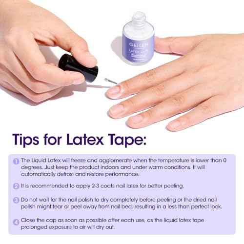 Gellen Gel Polish Remover Kit - Gel Nail Polish Remover with Latex Tape Peel Off Liquid and Manicure Tools, Quick & Easy Gel Polish Remover in 2-5 minutes, No Damage to Nails