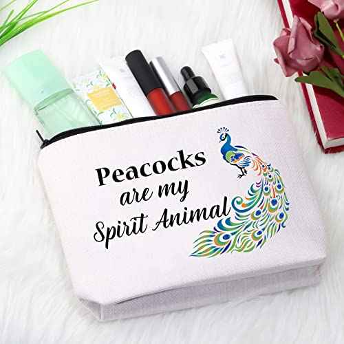 GJTIM Peacock Makeup Bag Peacock Lovers Gift Peacocks Are My Spirit Animal Zipper Cosmetic Pouch Animal Lover Gift for Her (Spirit Peacocks Bag)