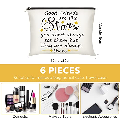 Xuniea 6 Pieces Friendship Gifts for Women Bulk Friendship Cosmetic Makeup Bag for Girl Travel Pouch Friend BFF Birthday Christmas Gifts(Star Pattern)
