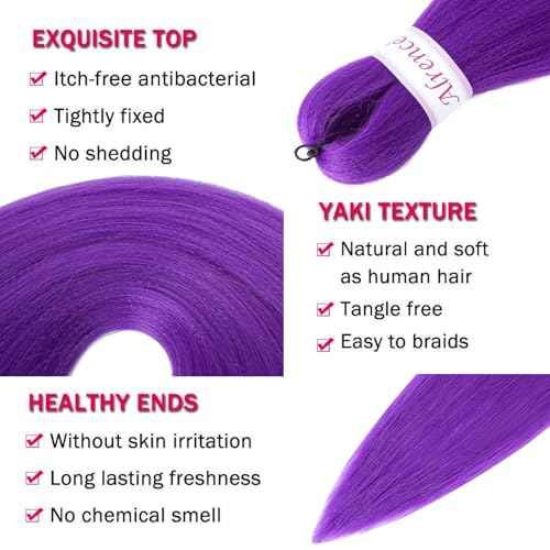 Alrence Purple Braiding Hair Pre Stretched Long Braid 30 Inch 2 Packs Professional Braiding Hair Extensions Synthetic Crochet Twist Braids (30 Inch, Purple)