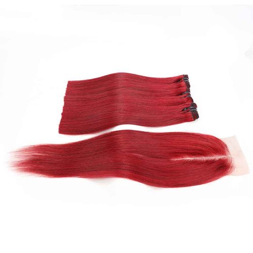99j Bone Straight Vietnam Virgin Human Hair 3 Bundles with Kim K 2 * 6 Closure, Best Raw Hair 15A Hair Extension Burgundy, 100% Unprocessed Premium Raw Hair for Black Women (8''8''8'' + 8'')