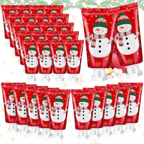 30 Pcs Christmas Hand Cream Bulk Christmas Gifts for Women Xmas Party Favors Mini Hand Lotion Set 1.1 Fl oz Travel Size for Dry Skin Women Mom Coworkers Stocking Stuffers Gifts(Snowman)