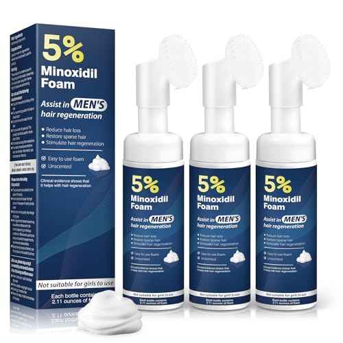 Minoxidil 5% Foam for Men Hair Growth Foam Suitable for Hair Thinning Receding Hairline and Hair Loss to Hair Regrowth Get Thicker Fuller Hair 3 Bottles 2.11 Ounces Each