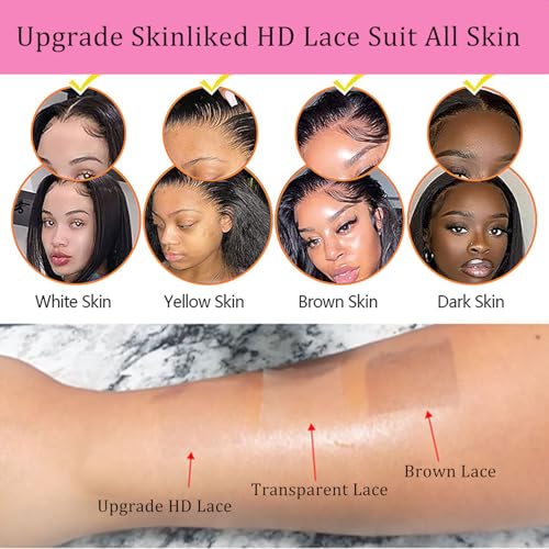 Upgrade Real Skinliked 5X5 HD Closure Human Hair Straight Lace Closure 0.095 mm Ultra Thin Invisible HD Lace Closure Pre Plucked Natural Hairline With Baby Hair 100% Real Human Hair Black 18 Inch