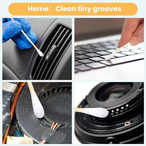 500PCS 6" Cotton Swabs in Storage Box - Long Cotton Swab with Wooden Sticks - Lint Free, Highly Absorbent Single Tipped Applicators for Makeup, Pet Care, Home Cleaning