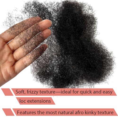 Tight Afro Kinky Human Hair for Dreadlocks,Ideal for Making Locs,Repair Extensions,Twist or Braids 4 Bundles/Package Natural Black #1B 12inch
