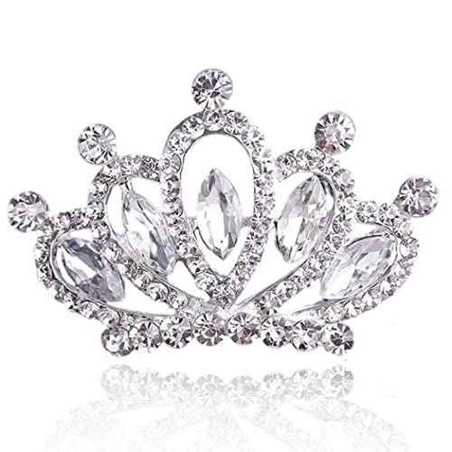 Yean Mini Princess Crown Comb Silver Crystal Tiara Hair Comb Rhinestone Hair Accessories Decorations for Women and Girls