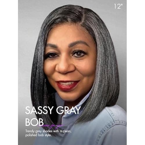 LUVME HAIR 12'' Grey Salt & Pepper Bob Wig Blunt Cut Bob Wig Pre Cut Glueless Wigs Glueless Lace Front 12 Inches Bob, Pre Cut Plucked Hd Lace Short Wig Ready To Go Natural Color Straight Side Part