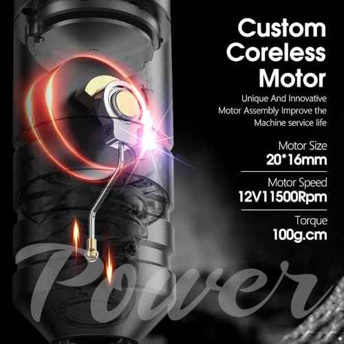 Kiss of Dragon Wireless Tattoo Machine with Coreless Motor - Rotary Cartridge Tattoo Pen with 2000mAh Power Supply Digital LCD Display for Professionals and Beginners Tattoo Artists