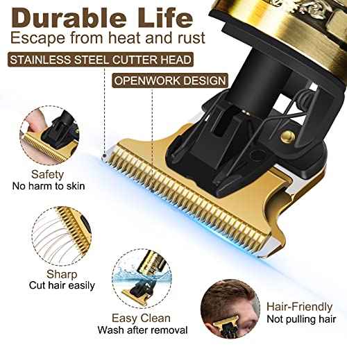 YOGINGO Professional Hair Trimmer for Men, Cordless Rechargeable Beard Trimmer Hair Clippers for Men, Metal Body Cutting Grooming Kit, Beard Shaver Barbershop, Bronze