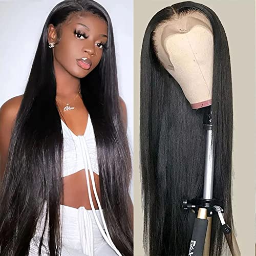 Mariska Lace Front Wigs Human Hair 13x4 HD Transparent Straight Lace Frontal Wigs 18inch Human Hair for Black Women 180% Density Brazilian Virgin Human Hair Wigs Pre Plucked (18-Inch, Black Color)