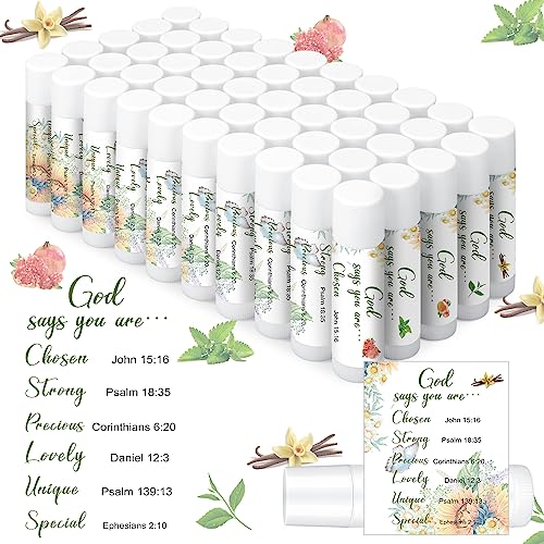 50 Pcs Christian Lip Balm Bulk Scripture Bible Verses Lip Balm Christian Gifts for Women Faith Religious Church Party Favor Inspirational Gift for Coworker Staff Employee(Fresh)