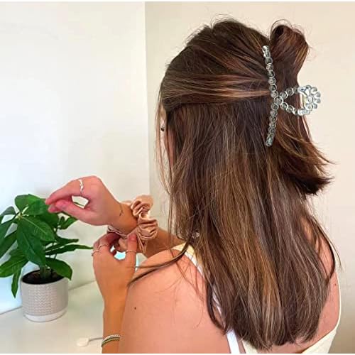 Hair Claw Clips, Nonslip Matte Clear Hair Clips, Large for Thick, Strong Hold Jaw Clamps, Butterfly Claws Hairpins Fashion Hair Accessories for Women (3 Pack)