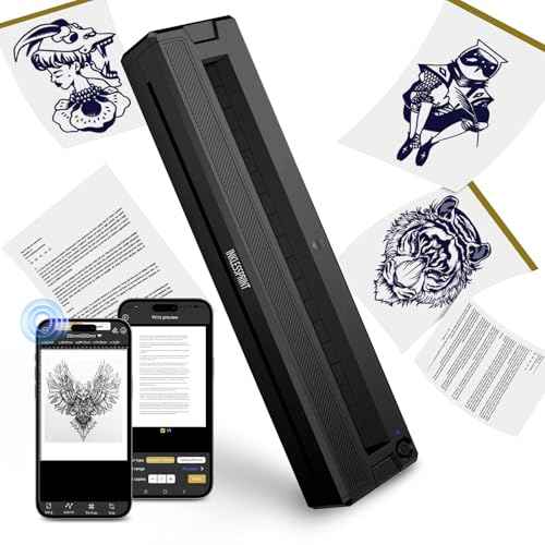 Thermal Tattoo Stencil Printer Machine, Portable Wireless Tattoo Transfer Printer for Tattoo Artists & Enthusiasts, Support Mobile Phone & PC, with 10 Thermal Papers & 3 Transfer Papers