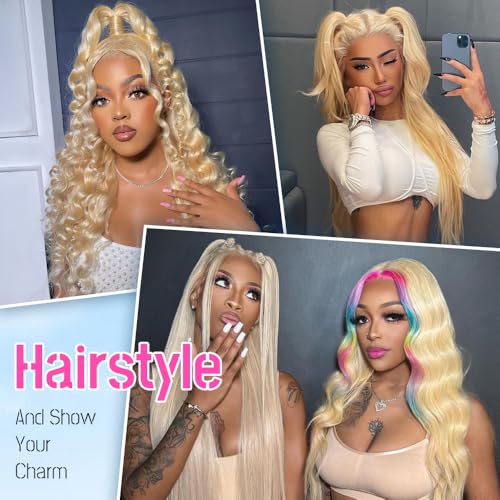 30 Inch 613 13x6 Lace Front Wig Human Hair 200 Density Blonde Wig Human Hair 613 HD Lace Frontal Wig Body Wave Lace Front Wig Pre Plucked Glueless Blonde Wigs