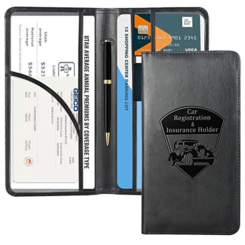 CoBak Car Registration and Insurance Holder - Vehicle Glove Box Car Organizer,Auto Truck Comparment Accessories Case with Magnetic Closure for Driver License,Cards