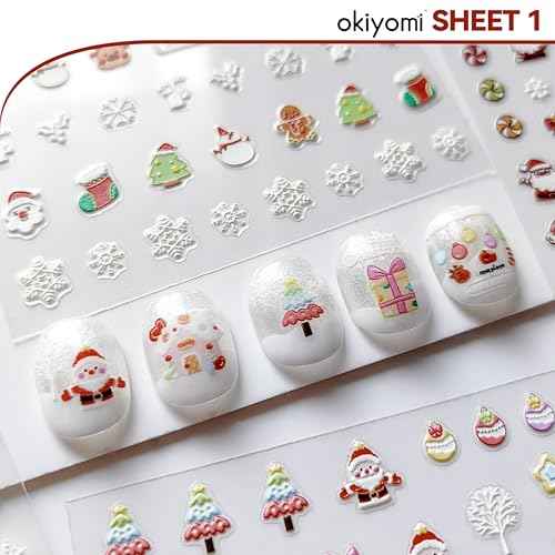 4 Sheets of 3D Christmas Nail Stickers - 258 Cute Nail Decals - Embossed Kawaii Nail Stickers for Kids | Cute Holiday Theme - Santa, Reindeer, Snowman, Gifts, Candy Cane | Glow in The Dark