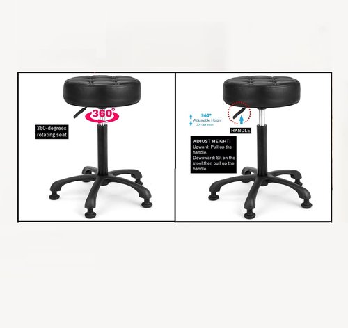 McDooFly Height Adjustable Heavy Duty Stools Salon Stool Chair with Bell Glides for Home Bar Kitchen Office Shop Tattoo Lash Tech Pedicure (Black with Bell Glides, Height 22 to 30 in)
