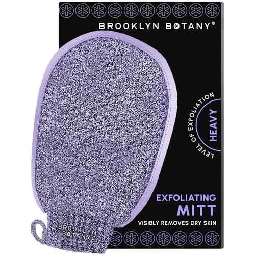 Brooklyn Botany Exfoliating Mitt for Bath and Shower ? Heavy Duty Exfoliating Body Scrubber for Massage and Dead Skin Remover for Body ? 1 Mitt