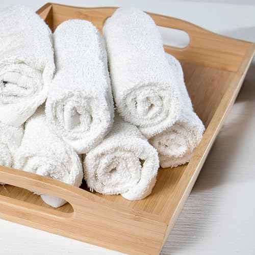 GOLD TEXTILES 120 Pack Economy White Washcloths Set (12x12 inches) - Cotton Blend Commercial Grade Cleaning Rags, Quick Drying & Soft Face Cloths, Fingertip Towels for Bathroom, Spa, Gym, and Kitchen