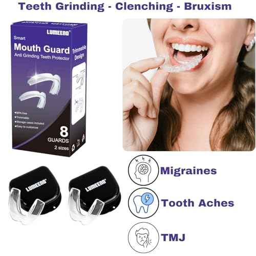 Mouth Guard for Grinding Teeth at Night ? Custom Fit Night Guards for Teeth Grinding with 8 Trimmable Dental Guards and 2 Travel Cases