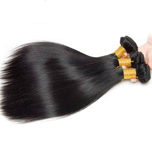 Human Hair Bundles Straight Bundles 26 28 30 Inch Unprocessed Brazilian Virgin Hair Weave 3 Bundles Straight Human Hair Extensions #1B Natural Color Bundle 50 Grams Per Bundle