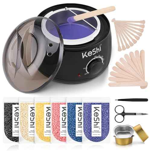 KeShi Waxing Kit, Painless Hair Removal Wax Warmer with 6 Bags Hard WaxBeans for Full Body, Legs, Face, Eyebrows & Bikini? Ideal for Both Women & Men