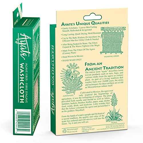 Ayate Washcloth, Face & Body Exfoliating Wash Cloth for Shower, Body Loofah Alternative, Scrub Towel, Resists Mold, Made from Agave Fiber