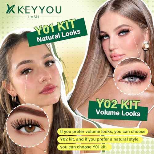 KEYYOU Lash Clusters Kit 144pcs Thick Volume D Curl Lash Clusters Lash Extension Kit with Mascara Brush Bond and Seal Lash Glue Remover Lash Applicators Lash Brush for DIY Lash Extensions (Y02 Kit)