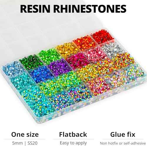 10000Pcs Multicolored 5mm Rhinestones for Bedazzling Crafting with b7000 Glue, Flatback Rainbow Colored SS20 Rinestones Crystals Gems Diamonds, Flat Back Multi Colorful Gemstones Jewels Stones