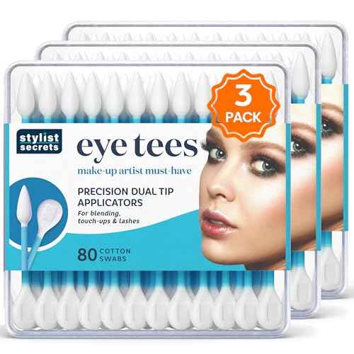 Fran Wilson EYE TEES COTTON TIPS 80 Count (3 PACK) - Precision Makeup Applicator, Double-sided Swabs with Pointed and Rounded Ends for Perfect Blending, Effective Cleaning and Precise Touch-ups
