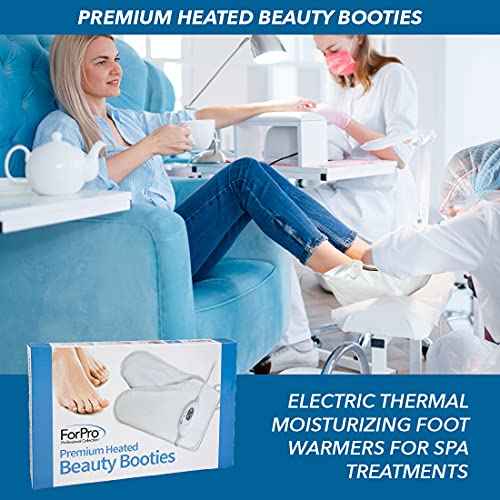 ForPro Professional Collection Premium Heated Booties, Electric Thermal Moisturizing Foot Warmers for Spa Treatments, Dual Temperature Settings, 1-Pair