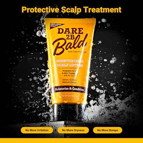Dare 2B Bald Moisturizing Scalp Lotion | Bald Head Care Regime | Condition, Protect, and Treat the Scalp Against Flaking | Bald Head Moisturizer for Men- 4.75 OZ