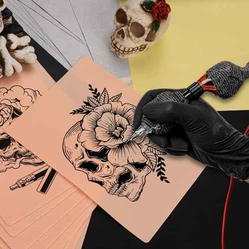 70 PcsTattoo Practice Skins with Transfer Paper, Include 20 Pcs Tattoo Skins & 50 Pcs Tattoo Transfer Paper, Suitable for Artist Creation, Beginners Practice Skills