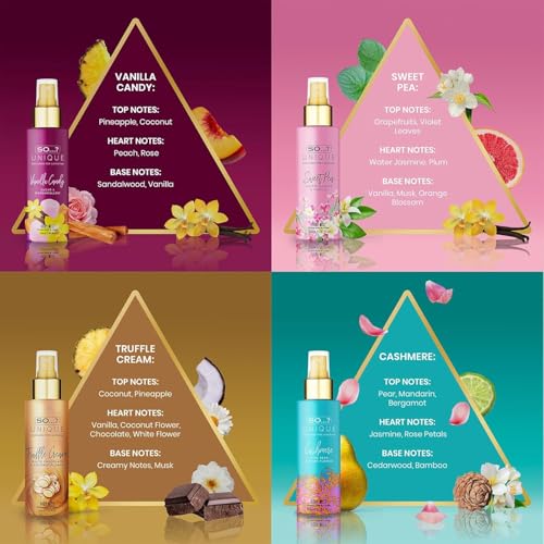 So¡¦? Unique Body Mist Set - Perfumes for Women - Body Spray for Women - Vegan, Cruelty Free - Travel Size Gift Set - 650 to 1000 Sprays - 4 pcs