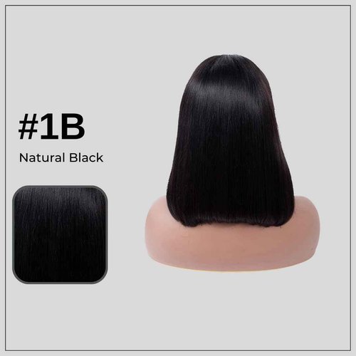 ALHER Short Bob Wig Small Cap Lace Front Wigs Human Hair Pre Plucked Straight, 13X4 Lace Frontal Wigs With Baby Hair 180% Density for Black Women, 12A Small Cap Size 21-21.5 Natural Black Wig 12 Inch