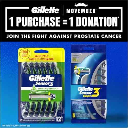 Gillette Sensor3 Comfort Disposable Razors for Men, 8 Count, Lubrastrip Glides Easily Over Your Skin