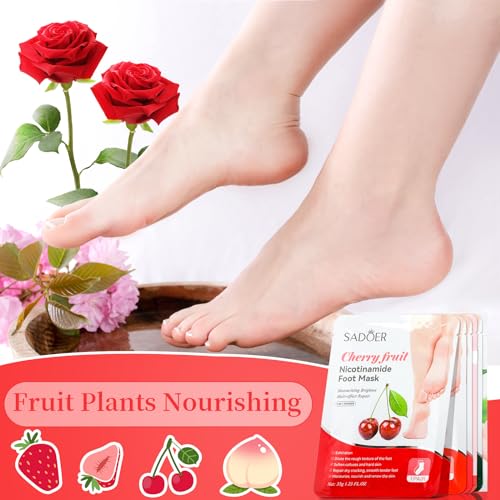 48 Pcs Fruits Foot Mask Bulk Hydrating Moisturizing Socks Feet Peeling Mask for Dry Cracked Aloe Foot Care for Spa Day Kit Beauty Relaxation Gift for Women