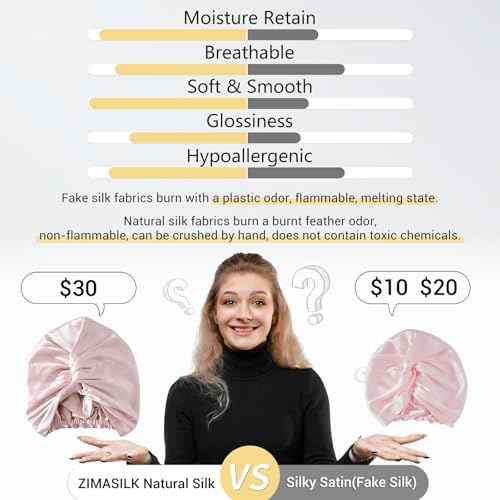 ZIMASILK 22 Momme 100% Mulberry Silk Bonnet for Sleeping & Women Hair Care, Highest Grade 6A Silk Hair wrap for Sleeping with Premium Elastic Stay On Head (1Pc, Pink)
