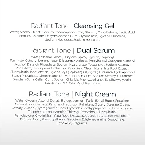 Eucerin Radiant Tone Dual Serum Dark Spot Corrector, Serum with Thiamidol and Hyaluronic Acid + Face Cleanser Gel with 2% Exfoliating AHA Complex + Night Cream, Dark Spot Corrector with Thiamidol