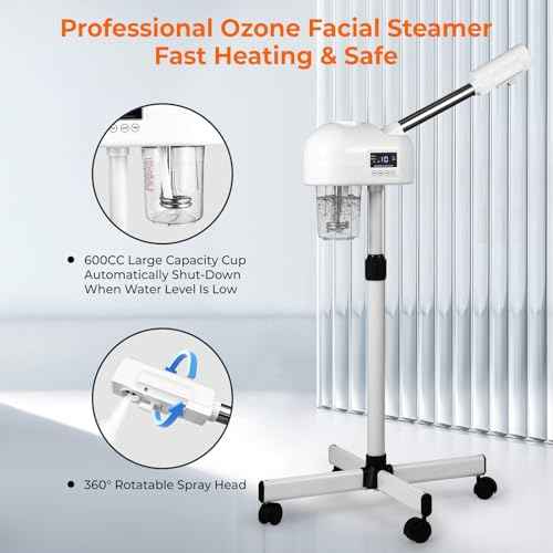Professional Facial Steamer for Estheticians, Hot Mist & Timer Function, Vaporizador Facial Professional Steamer On Wheels for Home Use & Spa Salon Skin Cleasning