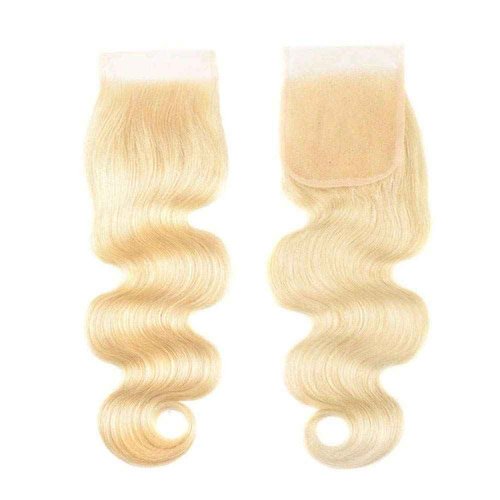 𝗜𝗻𝘀𝗤𝘂𝗲𝗲𝗻 613 Bundles with Closure Body Wave #613 Blonde Human Hair 12A Grade Brazilian Virgin Human Hair 4 Bundles with Closure Free Part (10 10 10 10 + 10, 613)
