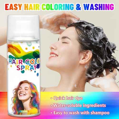Temporary Purple Hair Color Spray & Wax | Non-Sticky, Natural Look | Washable One-Time Use Hair Dye for Halloween, Cosplay, Festivals | For Women, Men & Kids 120 ML