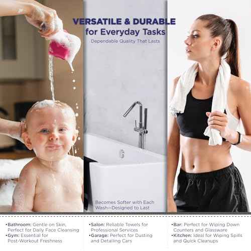 Crystal Ridge Cotton Wash Cloths 10 Pack - Washcloths for Showering, Face and Body, Soft and Highly Absorbent Multipurpose Towels for Bathroom, Kitchen, Spa and Gym - Wash Rags 12 x12 (White)