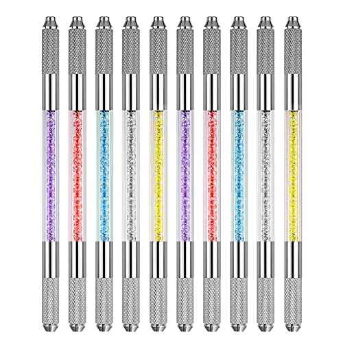 10 Pcs Double Sided Manual Tattoo Fog Eyebrow Pen Needle Tip Holder Tool Manual Pen Kit for Makeup Supplies